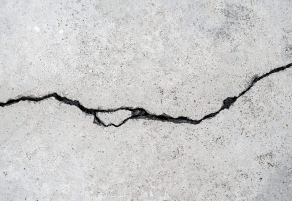 Earthquake cracked concrete wall