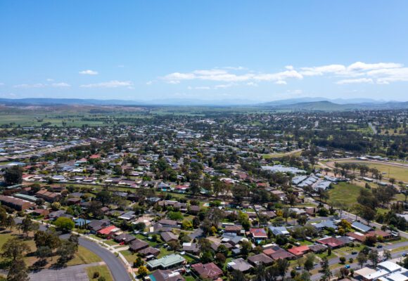 Aerial view Muswellbrook Shire local housing